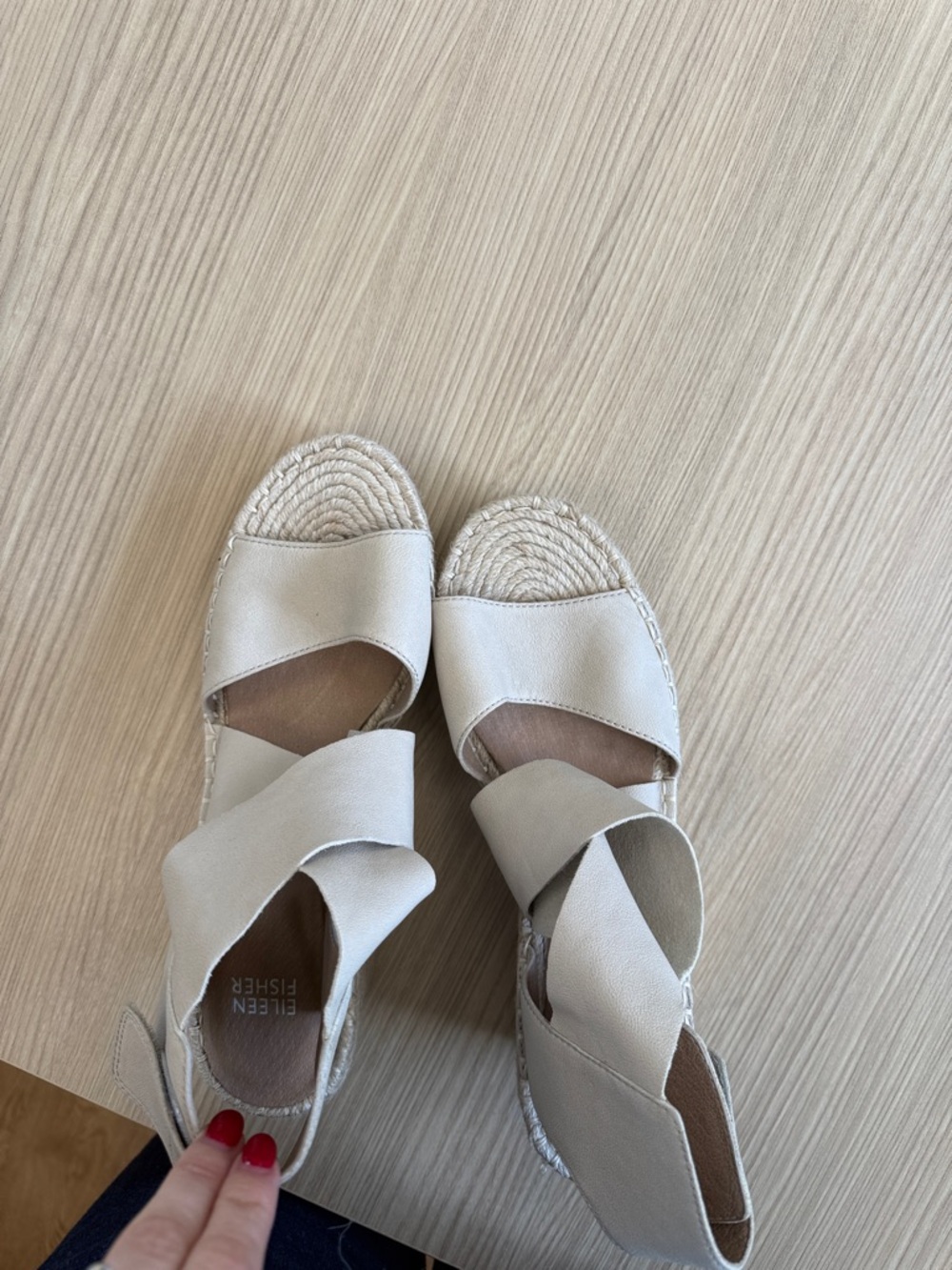 Eileen Fisher Cream Espadrille Sandals with Cross Straps